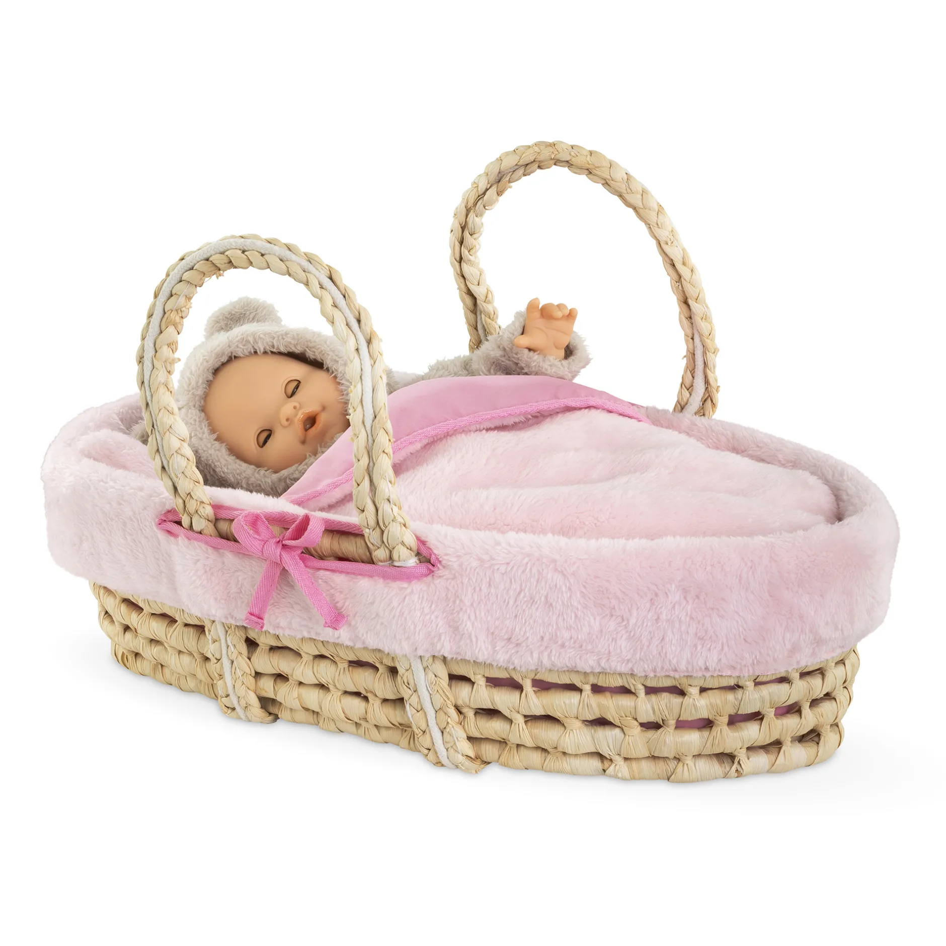 Corolle Ensemble Couffin Peluche Rose pour poupon de 36 et 42 cm New
