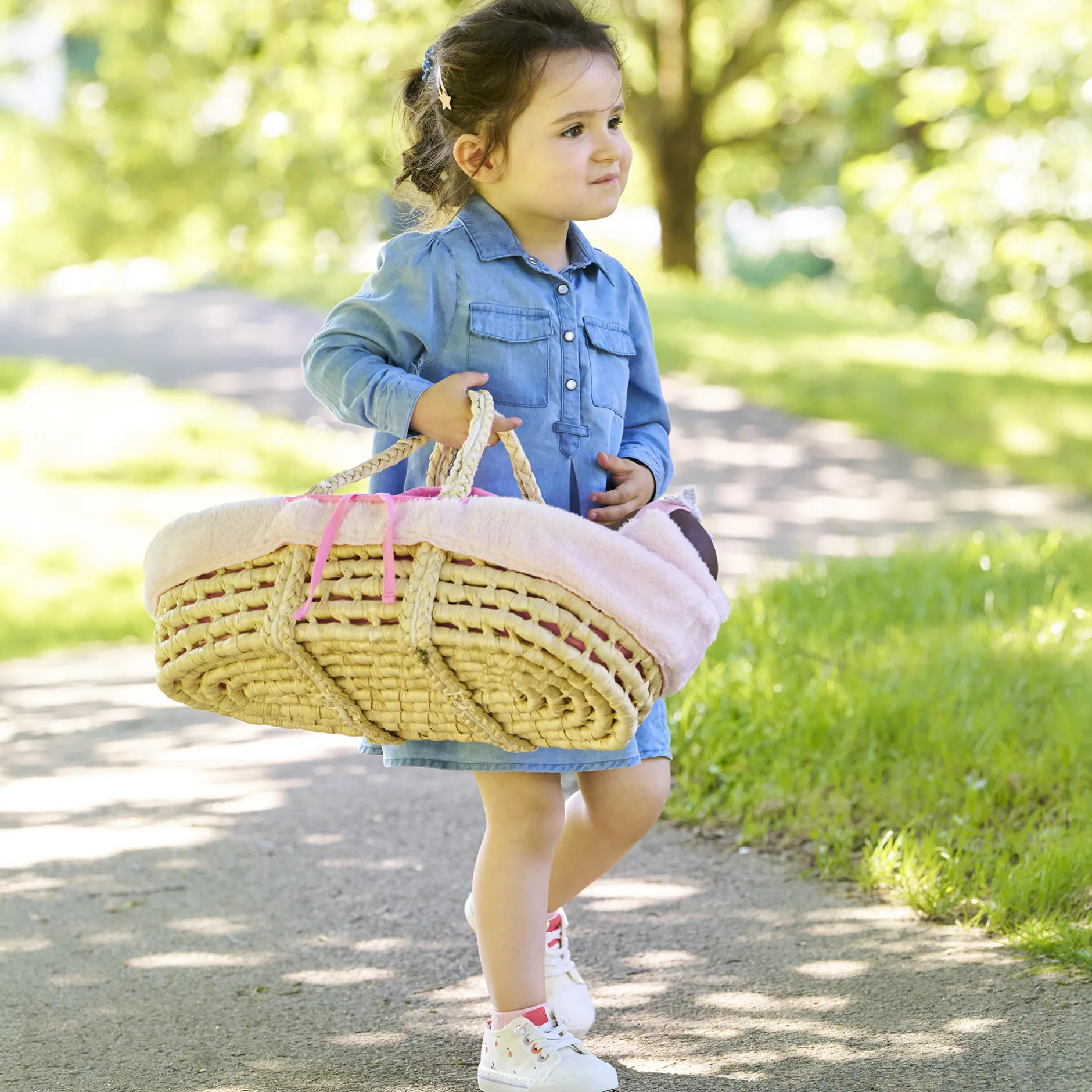 Corolle Ensemble Couffin Peluche Rose pour poupon de 36 et 42 cm New