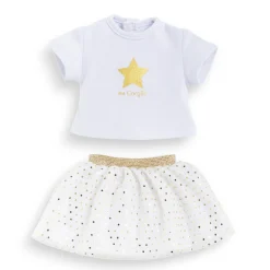 Corolle Ensemble Jupe & T Shirt Ivoire et Or pour poupée ma Discount