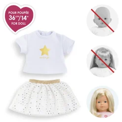 Corolle Ensemble Jupe & T Shirt Ivoire et Or pour poupée ma Discount