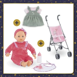 Corolle Lila Chérie se balade en Poussette Canne Rose