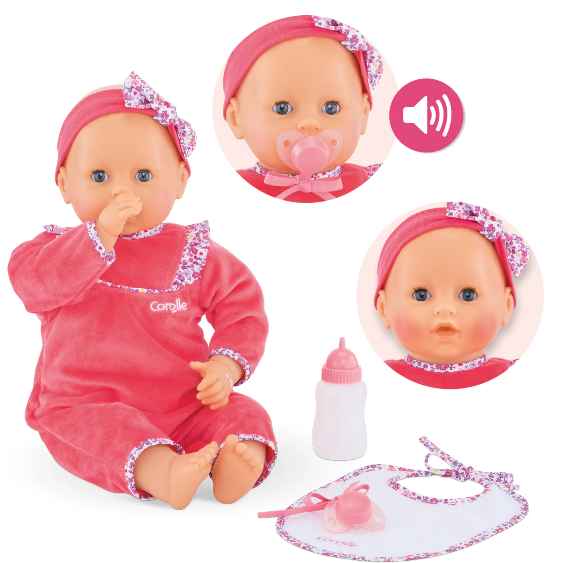 Corolle Lila Chérie se balade en Poussette Canne Rose