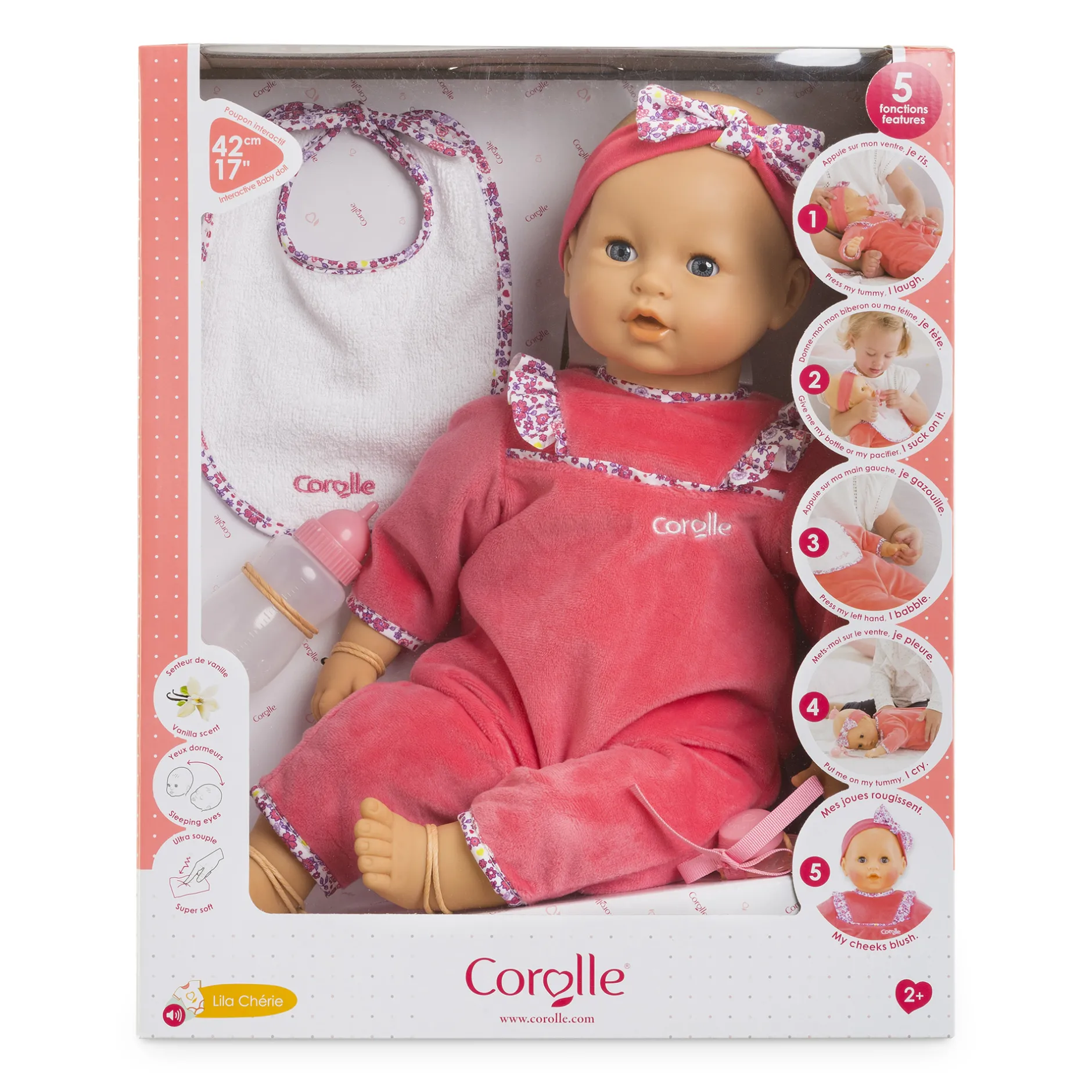 Corolle Lila Chérie se balade en Poussette Canne Rose