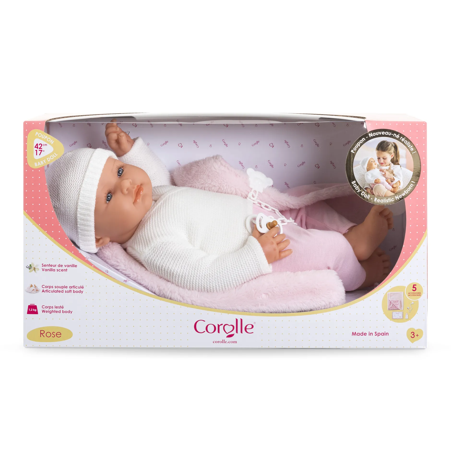 Corolle Poupon Rose et Porte-Poupon Cybex Noir New