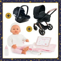 Corolle Poupon Rose, Landau Cybex Noir et Porte-Poupon Cybex Noir Discount