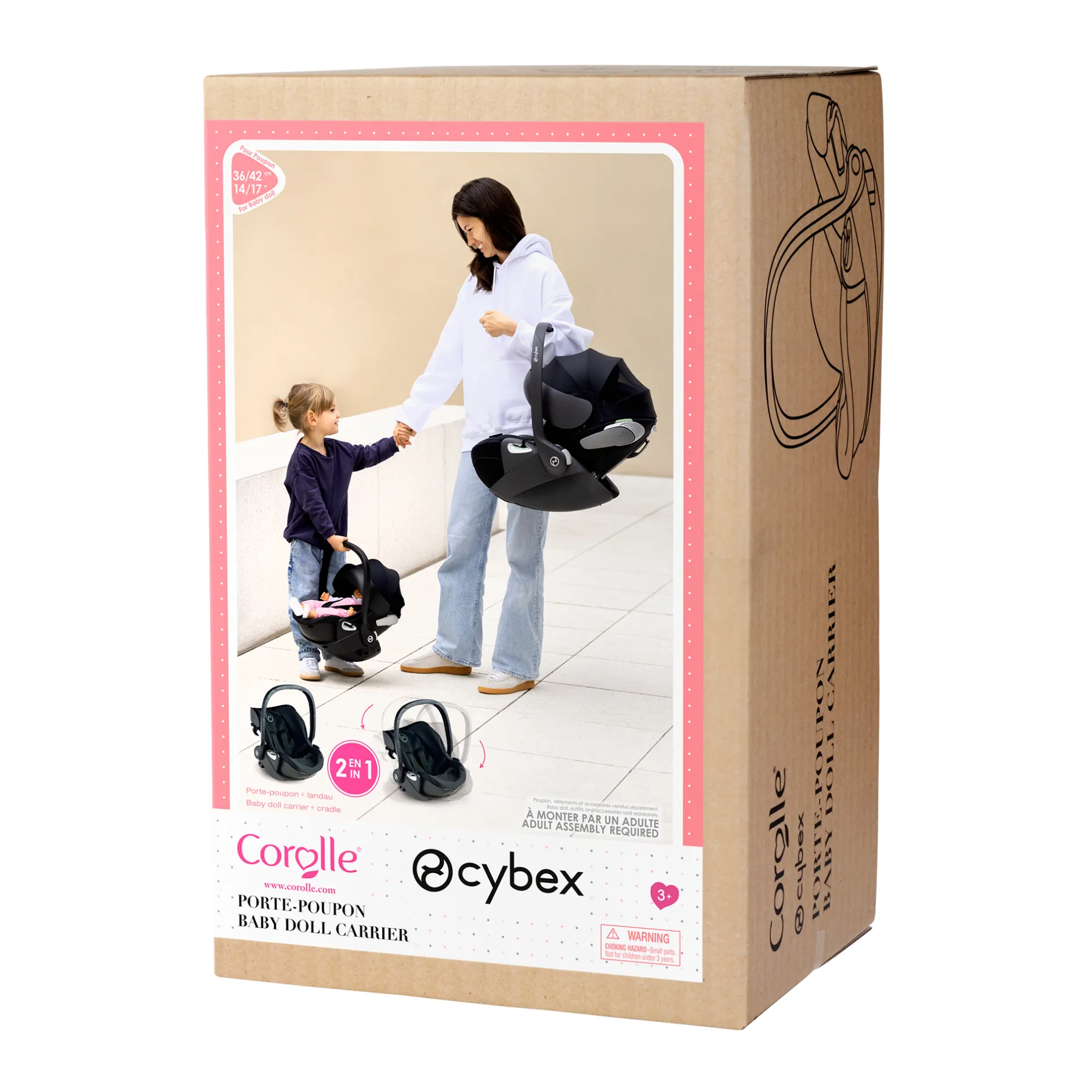 Corolle Poupon Rose, Landau Cybex Noir et Porte-Poupon Cybex Noir Discount