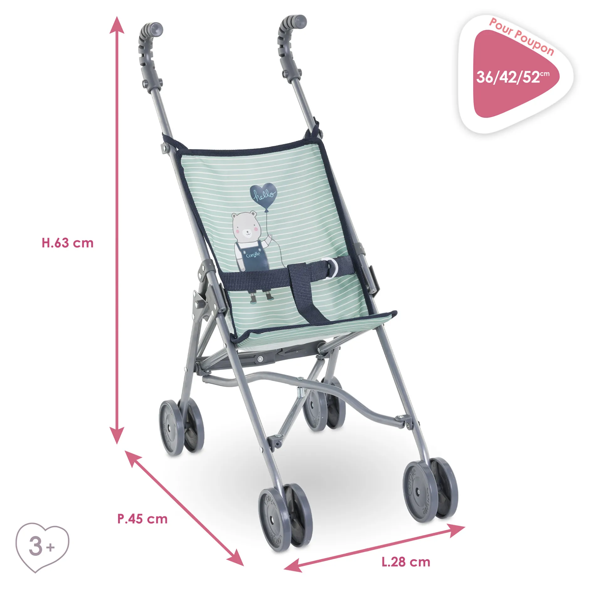 Corolle Poussette Canne Sauge pour poupon 36/42/52 cm Discount