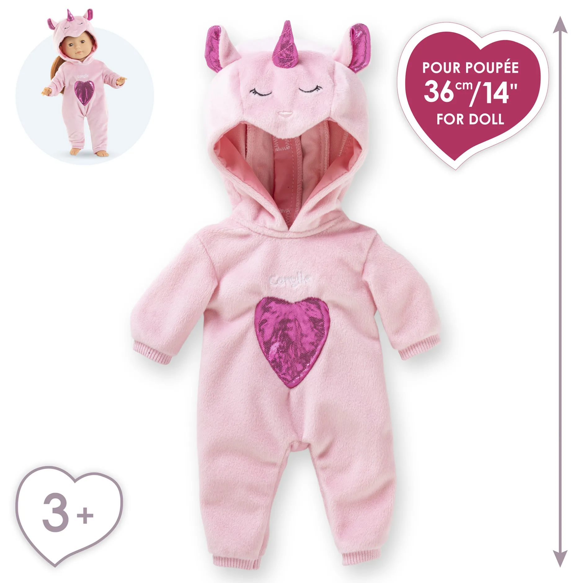 Corolle Pyjama Licorne Rose pour poupée ma New