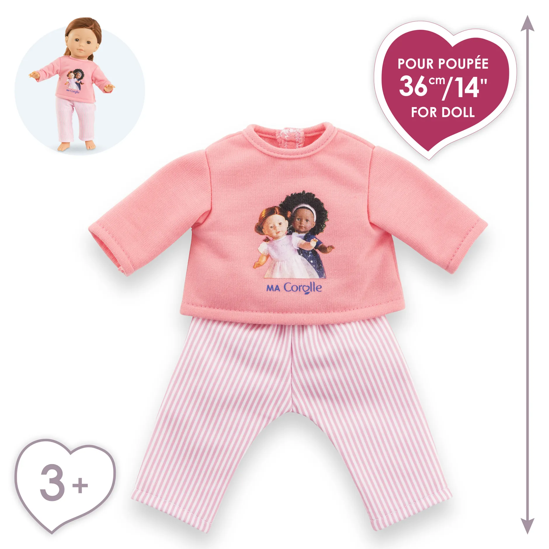 Corolle Pyjama Rose 2 pièces pour poupée ma Outlet