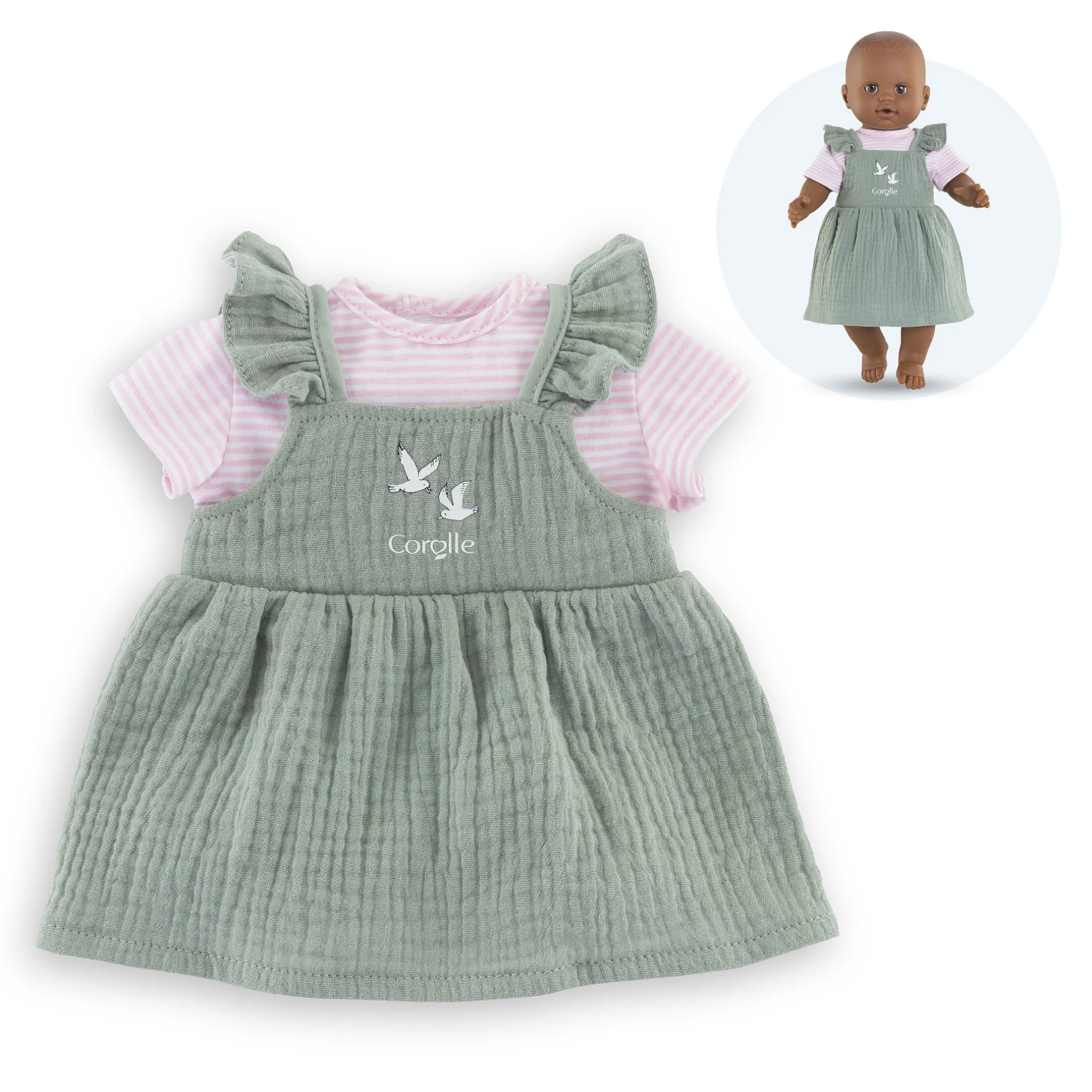 Corolle Robe à volants et T-Shirt Bords de Loire pour poupon 36 cm New