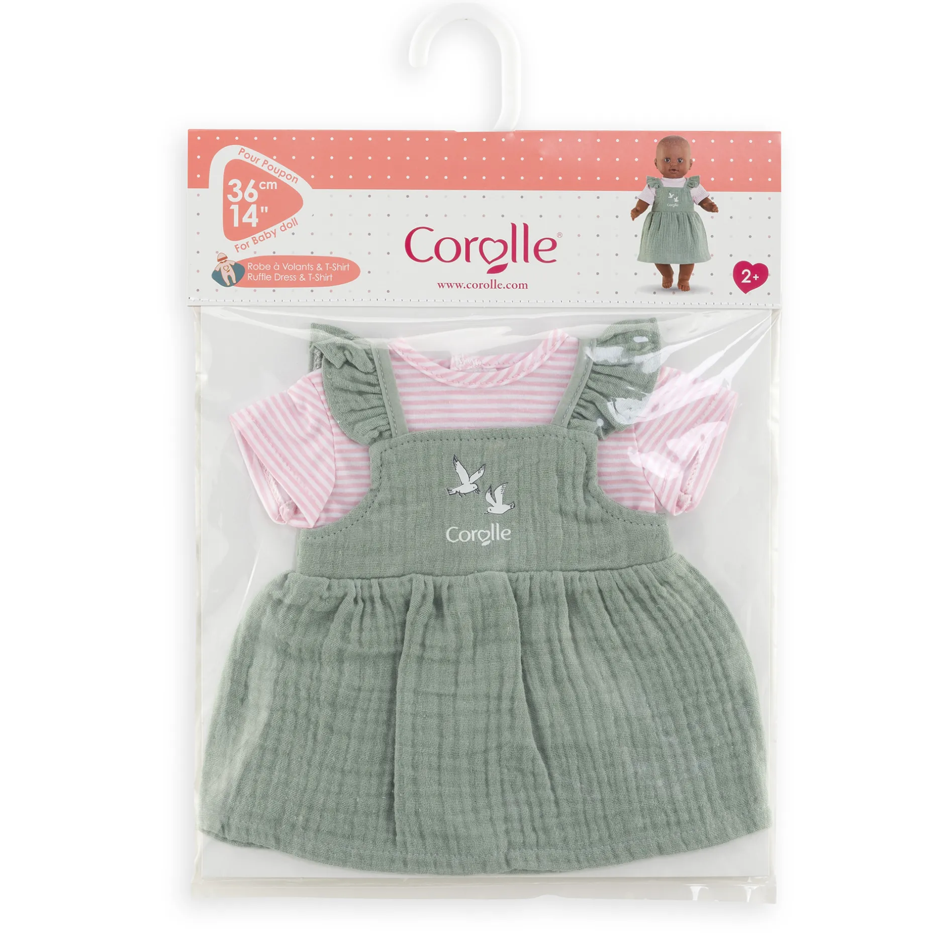 Corolle Robe à volants et T-Shirt Bords de Loire pour poupon 36 cm New