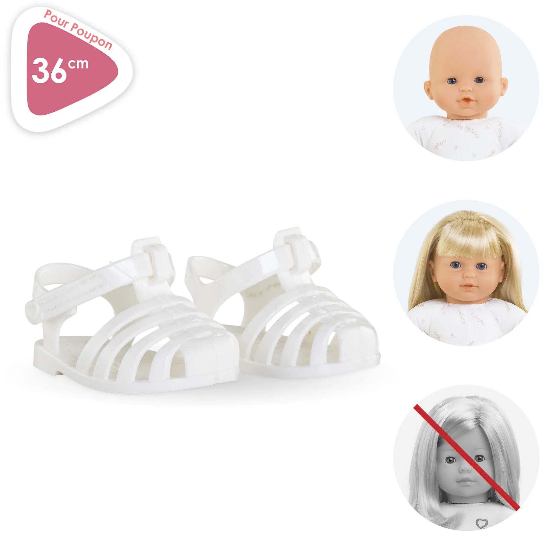 Corolle Sandales Blanches pour poupon 36 cm